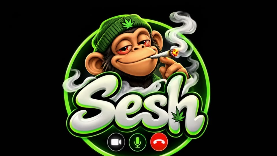 SmokeSesh mascot: a chilled-out monkey in a green beanie